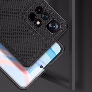 Dux Ducis Fino dėklas telefonui dengtas nailono medžiaga Poco M4 Pro 5G juoda