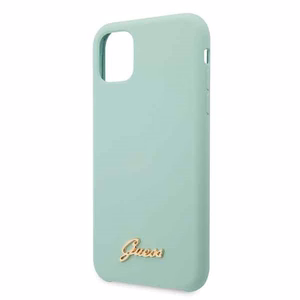 Guess GUHCN58LSLMGG iPhone 11 Pro žalias kietas dėklas Silikoninis Vintage Gold Logo