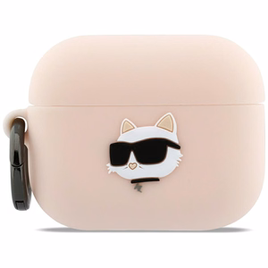 Karl Lagerfeld Silicone Chaupette Head 3D case for AirPods Pro 3 pink
