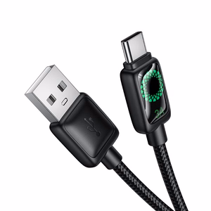 Кабель с LCD USB A на USB C Hoco 3A 1,2 м U146 черный