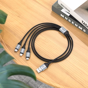 Cable 3in1 USB A to Lightning / Micro USB / USB C Hoco 2,4A 1 m X102 black