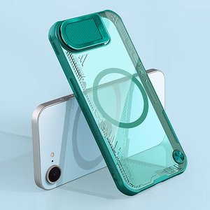 Nillkin Iceblade Prop magnetinis dėklas su kameros dangteliu ir stovu iPhone 16e telefonui - žalias
