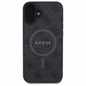 Dėklas Guess PU Leather 4G Colored Ring MagSafe Apple iPhone 16 juodas