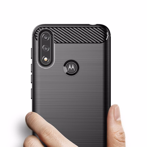 Carbon Case Flexible Cover Sleeve Motorola Moto E7i Power black