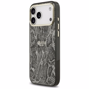 Guess Pitono rašto magnetinis dėklas iPhone 17 Pro Max - juodas