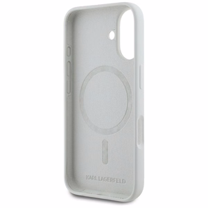 Karl Lagerfeld Silikoninis Double Heads And Circle Magnetinis dėklas telefonui iPhone 16 smėlio spalvos