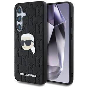 Dėklas telefonui Karl Lagerfeld Leather Monogram Pin Logo Karl Head Samsung Galaxy S25 Plus - juodas