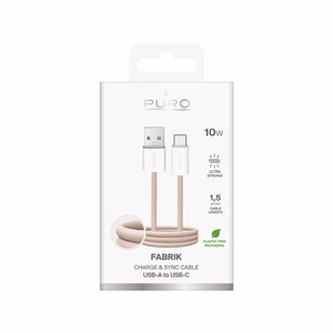 Puro Fabrik 10W Плетёный кабель USB-A - USB-C 1.5m - бежевый