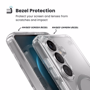 Speck Presidio Perfect-Clear Magnet dėklas, skirtas Samsung Galaxy S26+, „Clear / Silver“ spalvos
