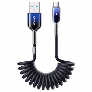 Joyroom S-A43 Crystal-Clear Series 3A USB-A - USB-C витой кабель 1.5m - черный