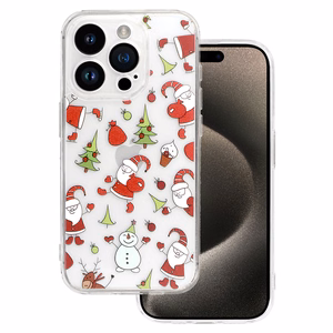 Kalėdinis skaidrus dėklas telefonui iPhone 16 Pro Dizainas 1
