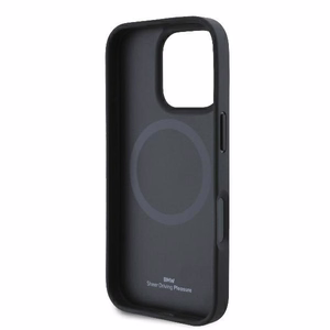 BMW Signature Odinis Pusiau Tekstūruotas & Apskritimo MagSafe Dėklas iPhone 16 Pro - Juodas