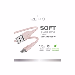 Puro Soft кабель USB-A - USB-C 1.5м - розовый