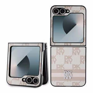 DKNY Checkered Pattern Printed Stripes Dėklas telefonui Samsung Galaxy Z Flip 6 - rožinis