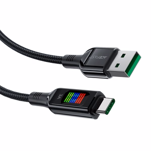 Acefast C7-04 кабель USB-A USB-C 60W 1.2м с дисплеем - чёрный