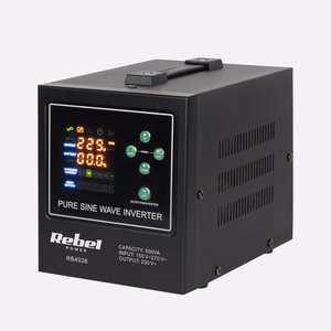 Rebel POWER-500-LFP4 backup power supply, pure sine wave inverter with charging, 12 V / 230 V, 500 VA / 300 W