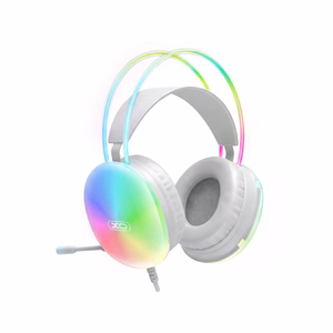 XO wired headphones GE11 jack 3,5mm - USB-A white RGB microphone