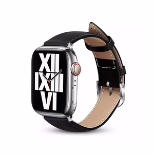 Ремешок Crong Noble Band из натуральной кожи для Apple Watch 44 / 45 / 46 / 49 мм, цвет Black Noir