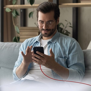 SBS TECABLETISSUETCCR Плетёный кабель USB-C - USB-C 1.5m 60W - красный