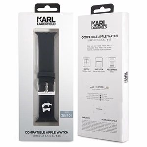 Karl Lagerfeld 3D резиновый ремешок Choupette Heads Apple Watch 38/40/41mm - черный