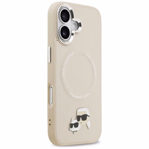Karl Lagerfeld Karl & Choupette Smeigtukai Magnetinis dėklas telefonui iPhone 17 - smėlinė