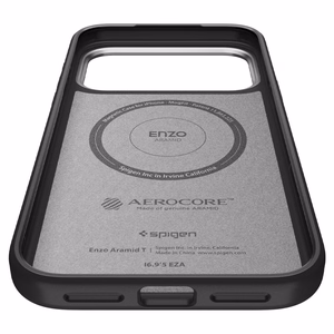 Spigen Enzo Aramid "T" MagSafe dėklas iPhone 17 Pro - juoda ir sidabrinė