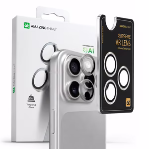 AmazingThing AR Aluminum 3 Lens Glass with Camera Lens Frame for iPhone 16 Pro / 16 Pro Max - Silver