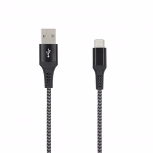 SEEK TOTI USB-A – Type-C, 2 м плетеный кабель 2A, черный/Space grey