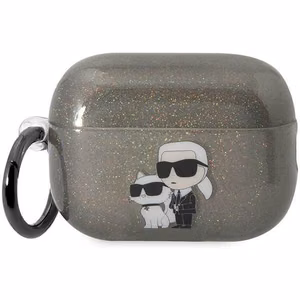 Karl Lagerfeld KLAP2HNKCTGK AirPods Pro 2 dėklas juodas/juodas Blizgantis Karl&Choupette