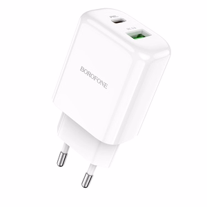 Borofone сетевое зарядное устройство BN4 Potential - USB + Type C - QC 3.0 PD 2.0 20W белый