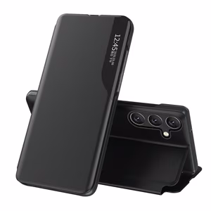 Dėklas telefonui Samsung Galaxy A24 4G iš eko odos su stovu juodas