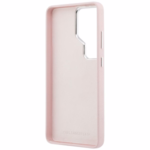 Karl Lagerfeld Grained Signature Metal Resin Logo Чехол для Samsung Galaxy S26 Ultra - розовый