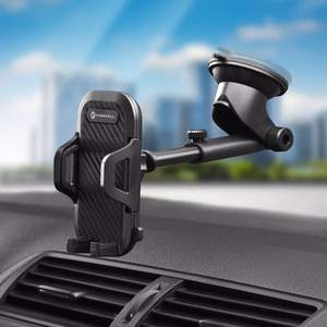 Automobilinis universalus telefono laikiklis Forcell regular arm tvirtinamas ant prietaisų skydelio, juodas