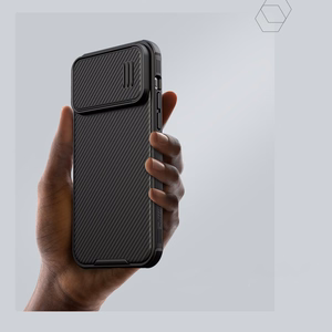Nillkin CamShield S dėklas iPhone 14 Pro Max šarvuotas dangtelis kameros apsauga juodas