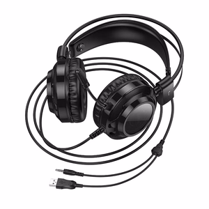 HOCO laidinės ausinės USB A + Jack 3,5 mm su mikrofonu žaidimams W110 2 m juodos