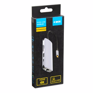 iBox IUH3RJ4K Хаб USB Type-C 5000 Mbit/s серебристый