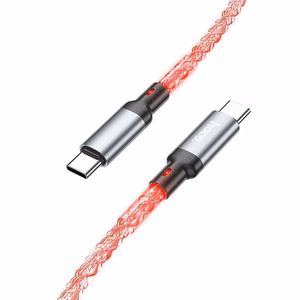 Кабель USB C to USB C Hoco 3A 60W LED 1 м U112 серый