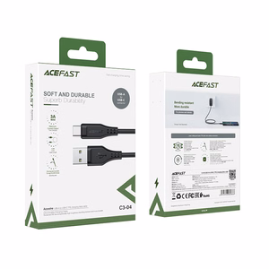 USB kabelis Acefast C3-04 USB-A to USB-C 1.2m juodas
