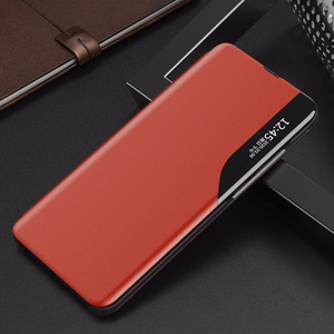 Dėklas telefonui Xiaomi Redmi Note 11 Pro+ 5G (China) / 11 Pro 5G (China) / Mi11i HyperCharge / Poco X4 NFC 5G iš ekologiškos odos, elegantiškas su užverčiamu dangteliu ir stovu - raudonas