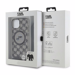 Karl Lagerfeld IML Crossbody Monogram Karl & Choupette Head Magnetinis dėklas iPhone 15 / 14 / 13 - juodas
