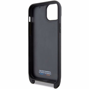 BMW M Edition anglies trispalvės linijos ir dirželis dėklas telefonui iPhone 15 Plus / 14 Plus - juodas