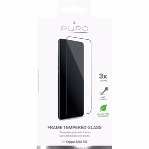 Puro Frame grūdintas apsauginis ekrano stiklas, skirtas OPPO A94 5G, juodu rėmeliu