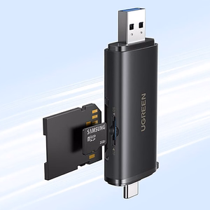 Ugreen 65024 2in1 USB-C / USB-A SD 4.0 UHS-II kortelių skaitytuvas - juodas