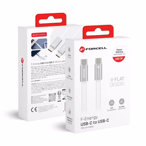 Кабель USB-C — USB-C Forcell F-Energy QC4.0 PD 5A 100W Cafule Flat 1,2 м CCFN23 белый