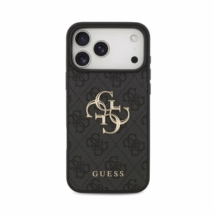 Dėklas Guess PU 4G Metal Logo Apple iPhone 18 Pro Max pilkas