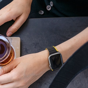 Magnetinė Apple Watch SE, 9, 8, 7, 6, 5, 4, 3, 2, 1 (41, 40, 38 mm) Dux Ducis Apyrankė (LD Versija) - juoda ir geltona