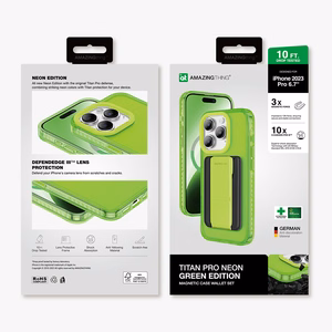 Amazing Thing Titan Pro Neon Mag piniginės dėklas 10FT IP156.7PTWGN Iphone 15 Pro Max žalia su stovu