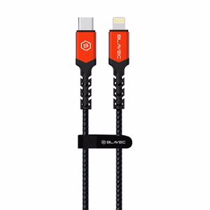 Blavec kabelis Raptor pintas - Type C į Lightning - PD 20W 2,4A 3 metrai Apple CarPlay (CRA-CL24BR30) juodas ir raudonas