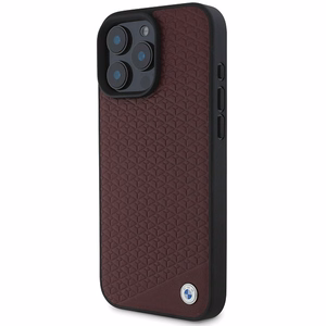 BMW Sign Leather Diamond Metal Logo MagSafe dėklas iPhone 16 Pro Max - raudonas