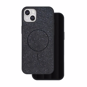 Blizgus plonas magnetinis dėklas telefonui iPhone 15 6,1" juodas